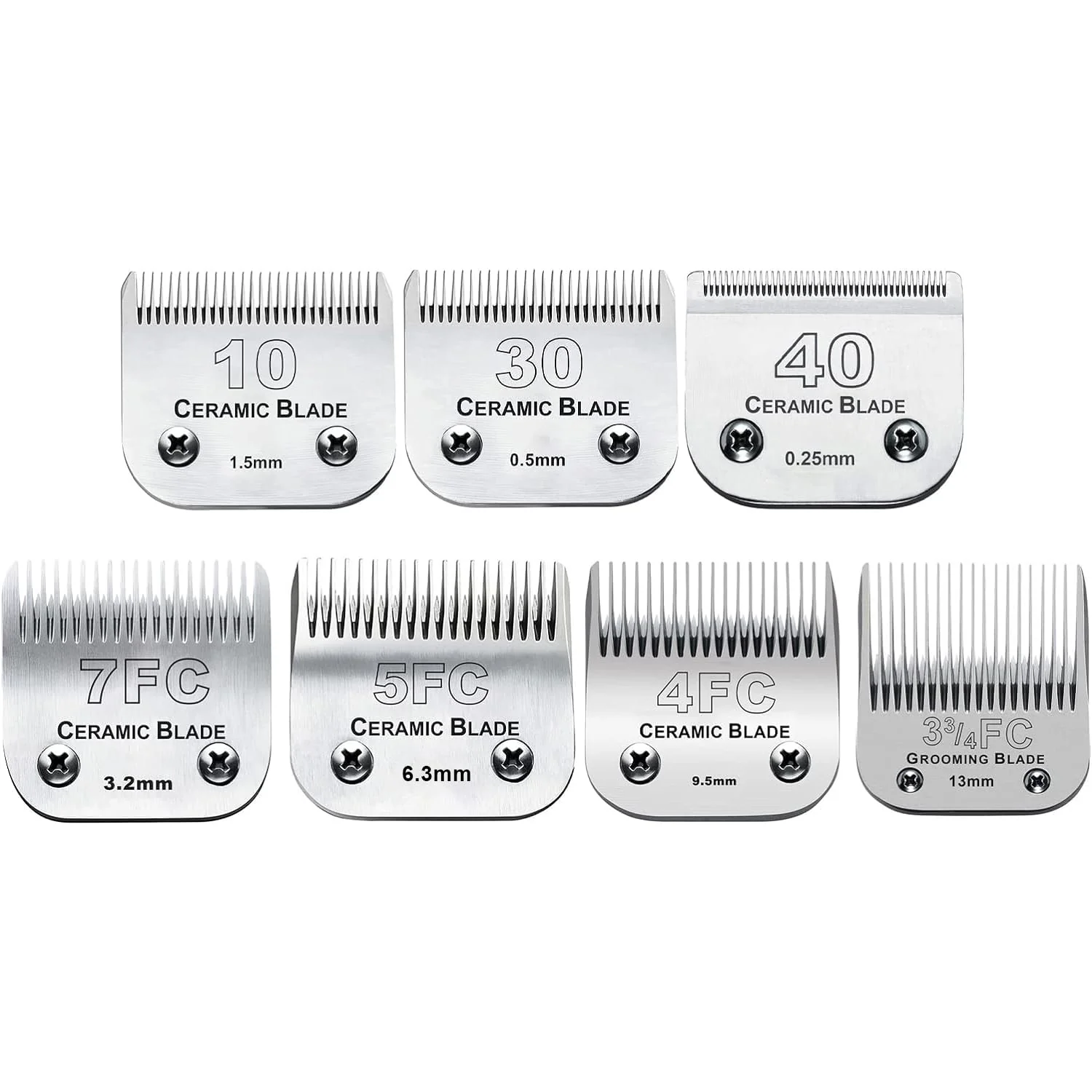 Original Audoc 7Pack Dog Grooming Blades – Ceramic Stainless Steel for Andis Oster Wahl Clippers 10 30 40 3FC 4FC 5FC 7FC Unique