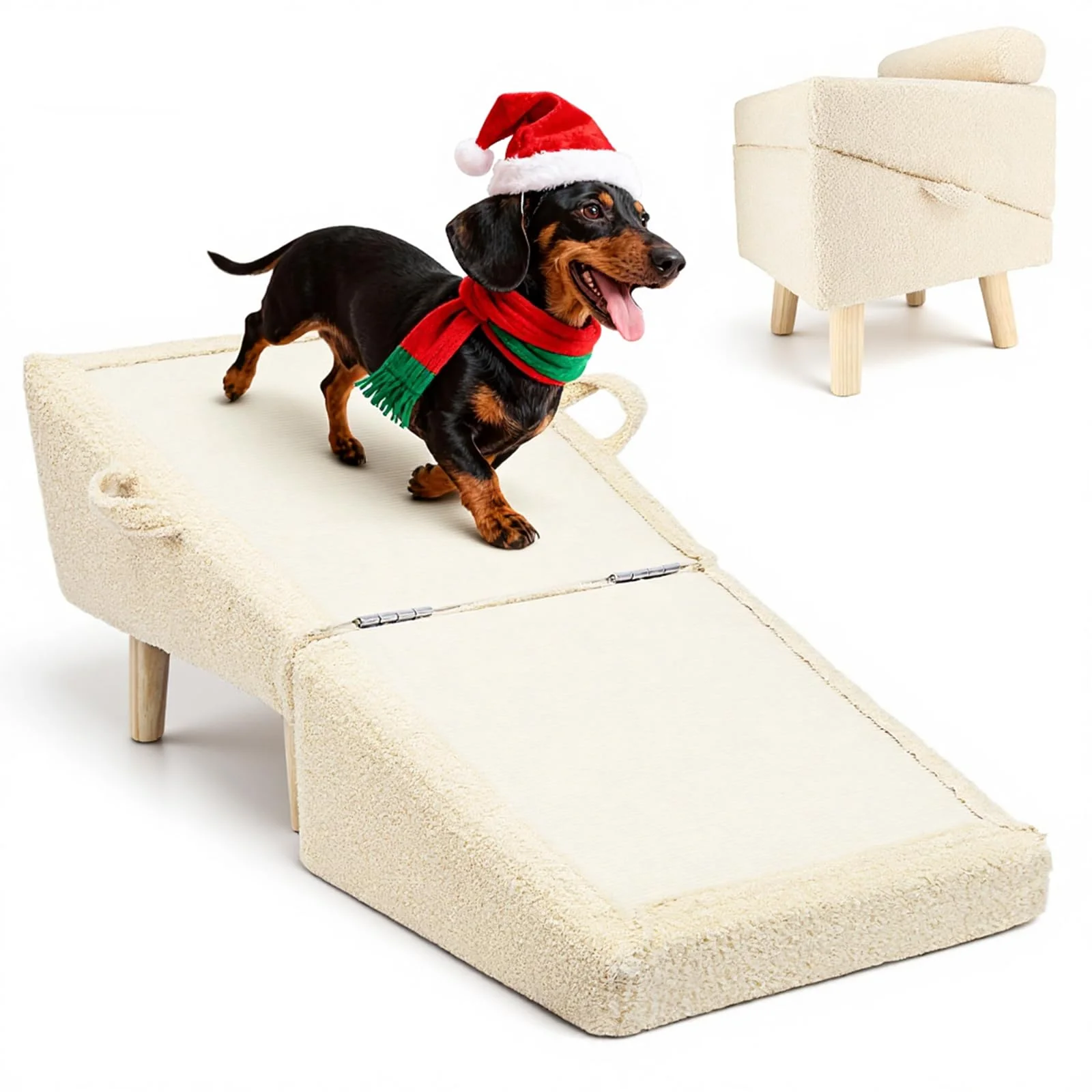 Excellent Powerful Xishan Dog Stairs Ramp – 2-in-1 Couch Low Bed Access Beige Sophisticated