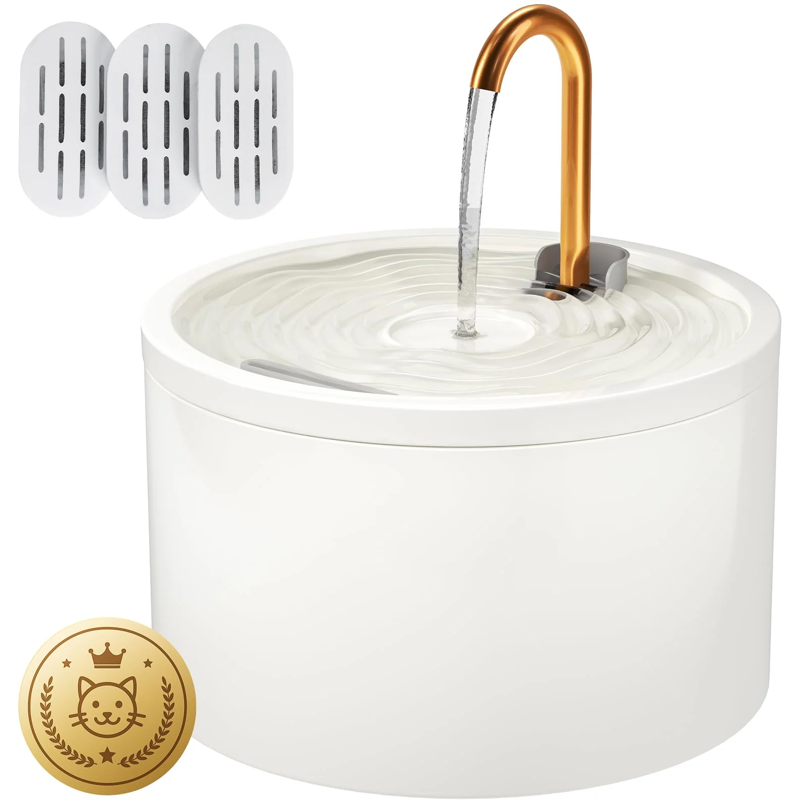 Environmentally Friendly DOOOB Ceramic Cat Water Fountain – 2.1L Quiet Filtration Easy-Clean Ceramic Pet Fountain Healthy
