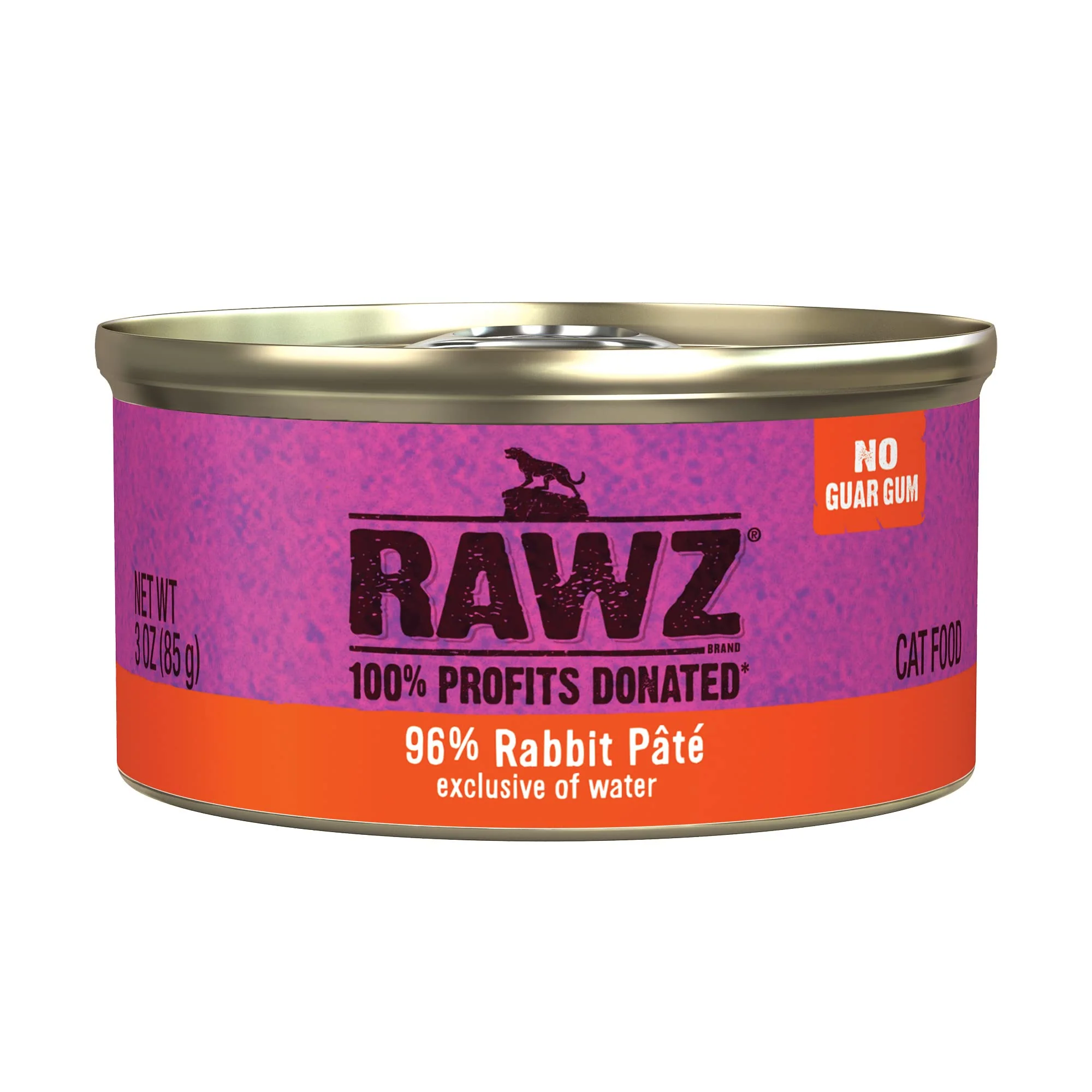 Casual Rawz Rabbit Pate Cat Food - Meat First Ingredient BPA Gum 3 oz Cans Case of 18 Functional