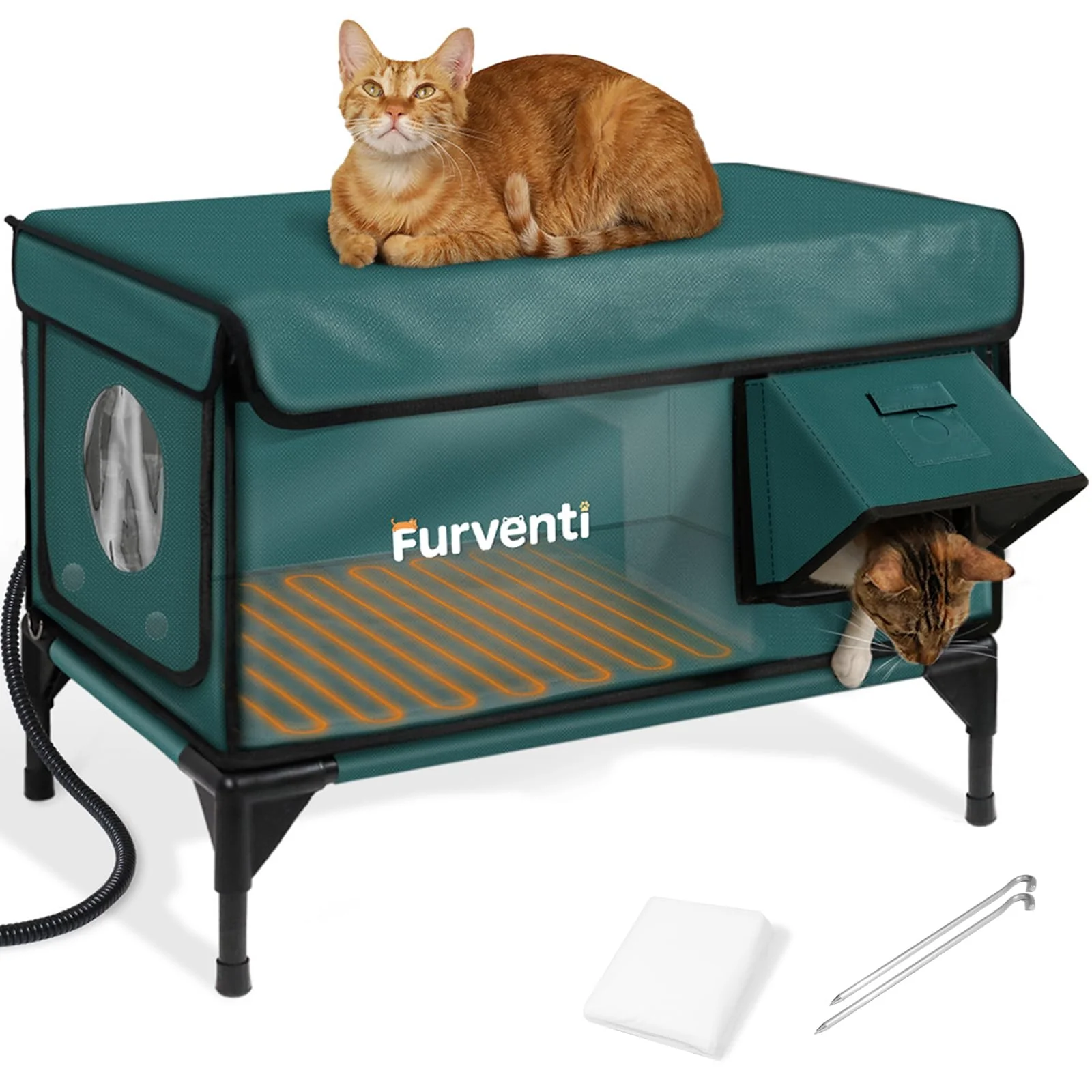 Natural Lamlingo Heated Outdoor Cat House — Weatherproof Ultra-Insulated d Shelter High-Performance