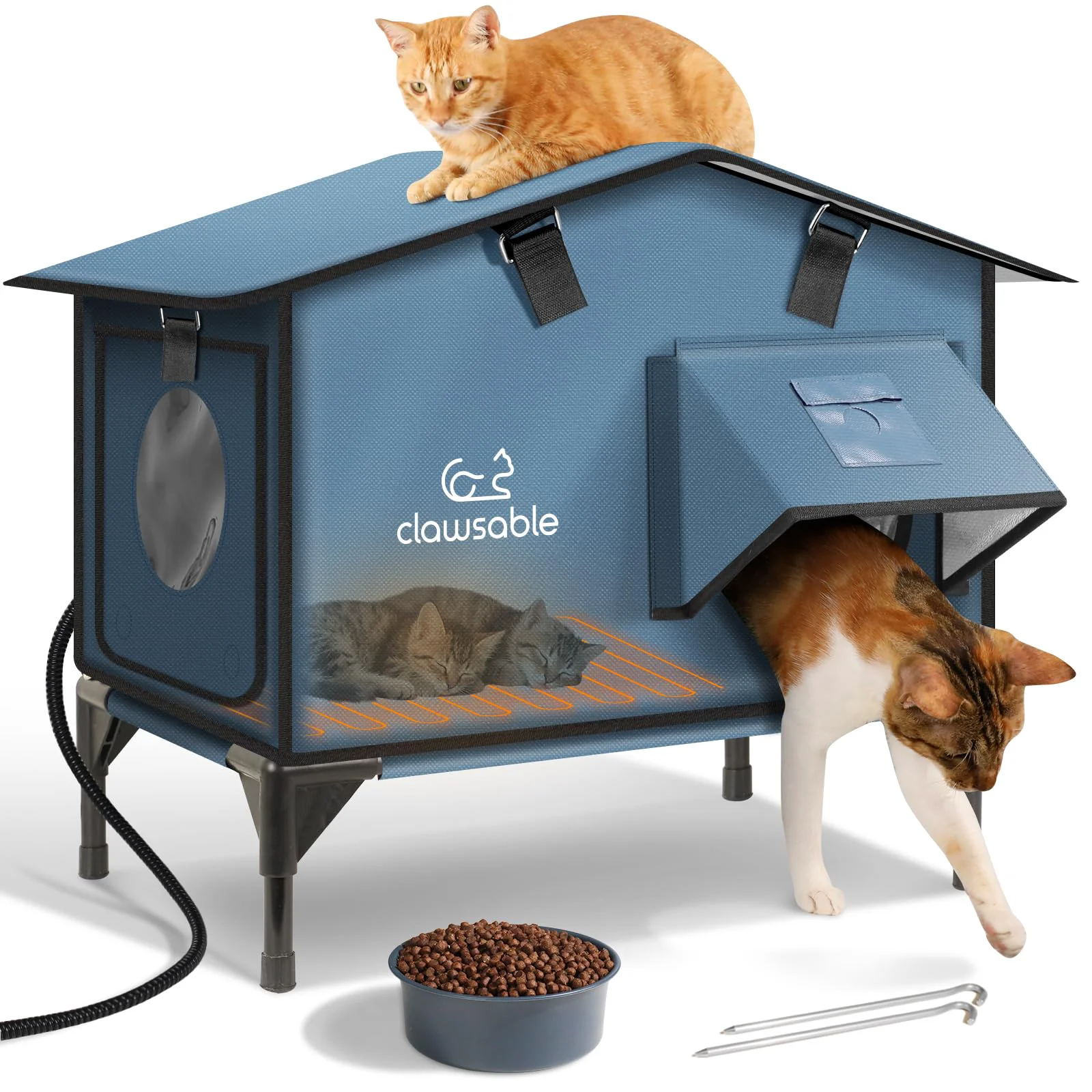 Smooth Akentio Upgraded Heated Cat House – Outdoor Weatherproof Shelter with Escape Door Insulation Pure