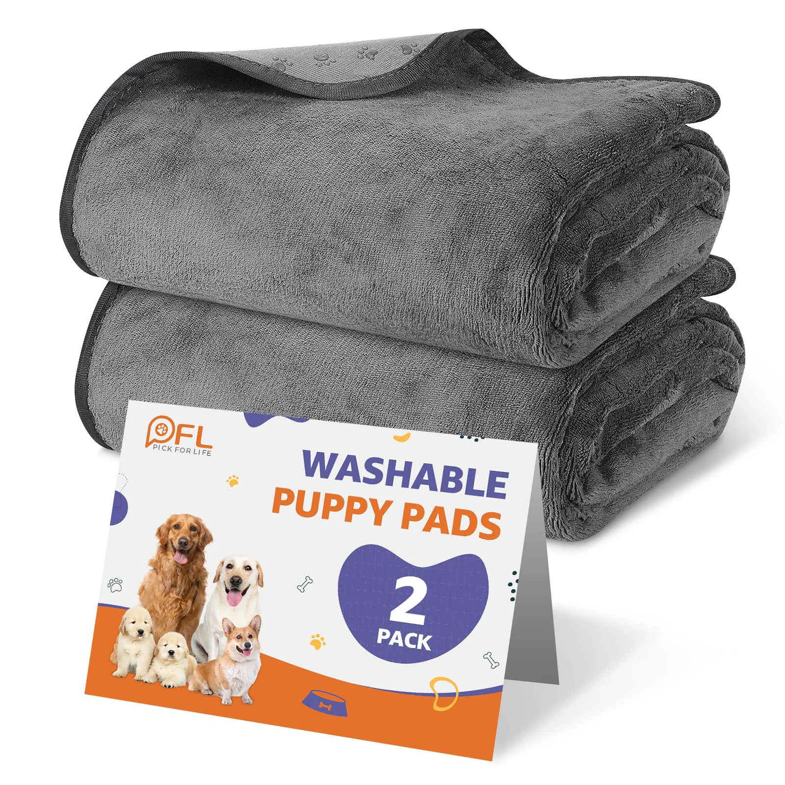 Powerful PICK FOR LIFE Washable Dog Pee Pads 48x48 - 2 Pack Reusable Training Whelping Mats Exclusive