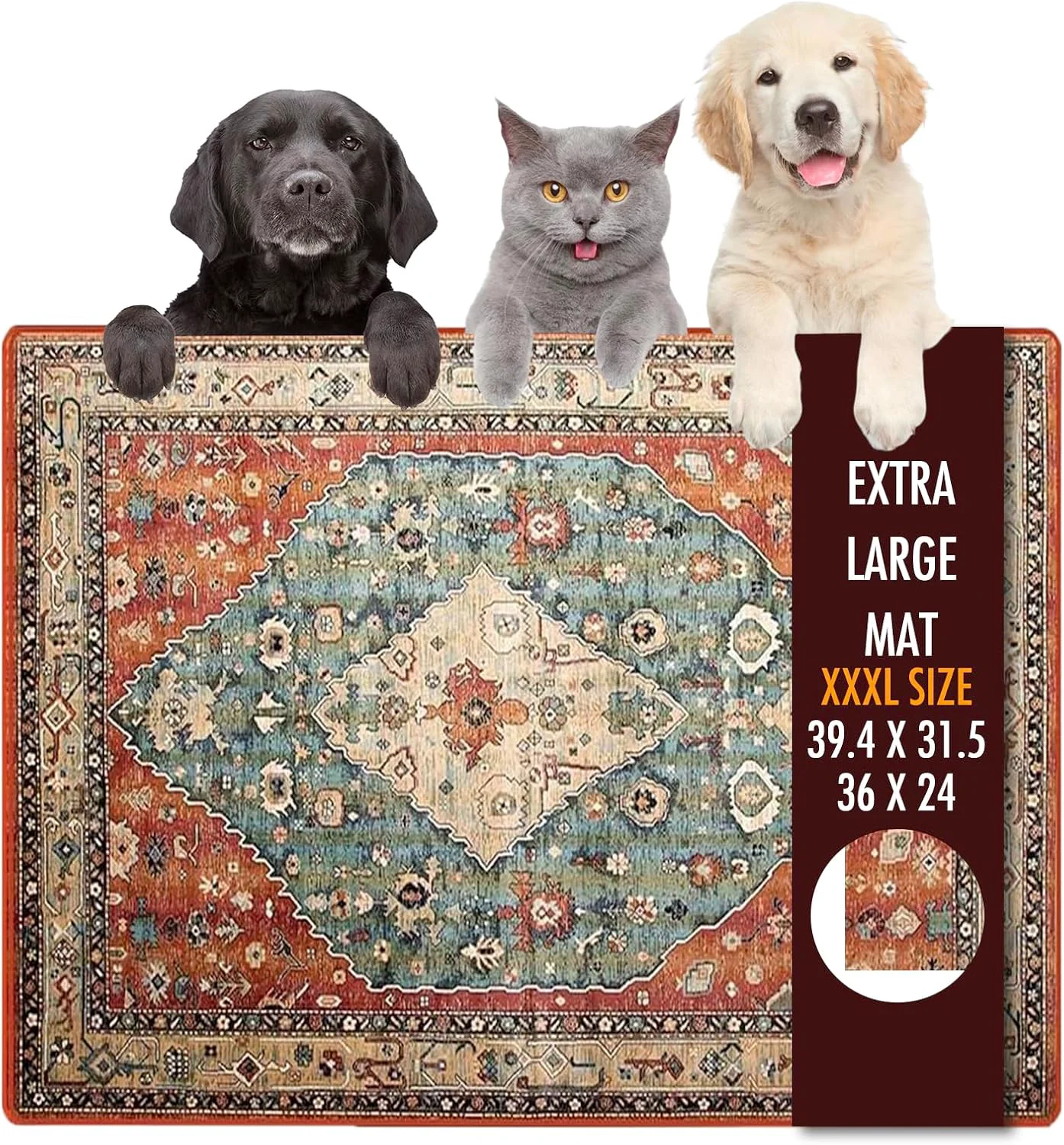 Convenient Dog Food Mat 36 x 24 Extra Large Absorbent Dog Mat for Food and Water Non Skid Cat Bowl Mat No Stains Quick Dry for Pet Water Dispenser Pet Supplies for Messy Drinkers High-Quality