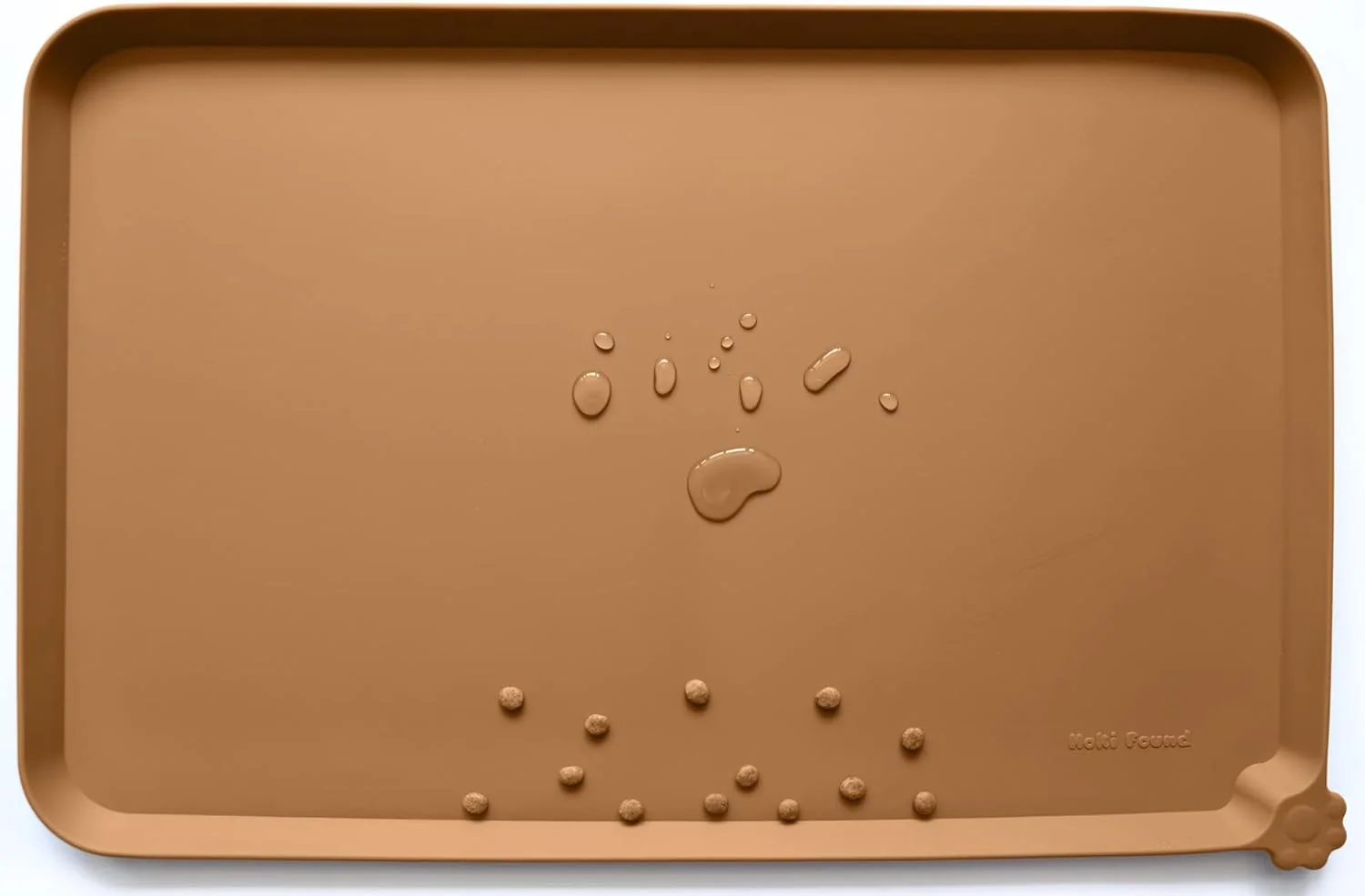 High-End Hoki Found XX-Large Non Slip Silicone Pet Food Mats - Bowl Mats Tray - Feeding Mat for Carpet Dogs Cats - Waterproof - Butterscotch Top-Quality
