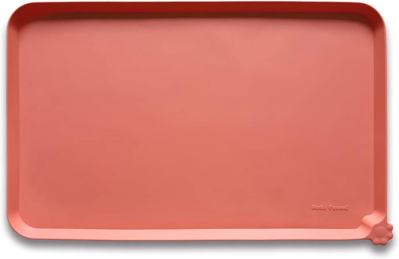 Clean Hoki Found L Silicone Non Slip Pet Cat Dog Feeding Tray - Waterproof Pet Water Mats for Carpet - Burnt Coral Long-Lasting