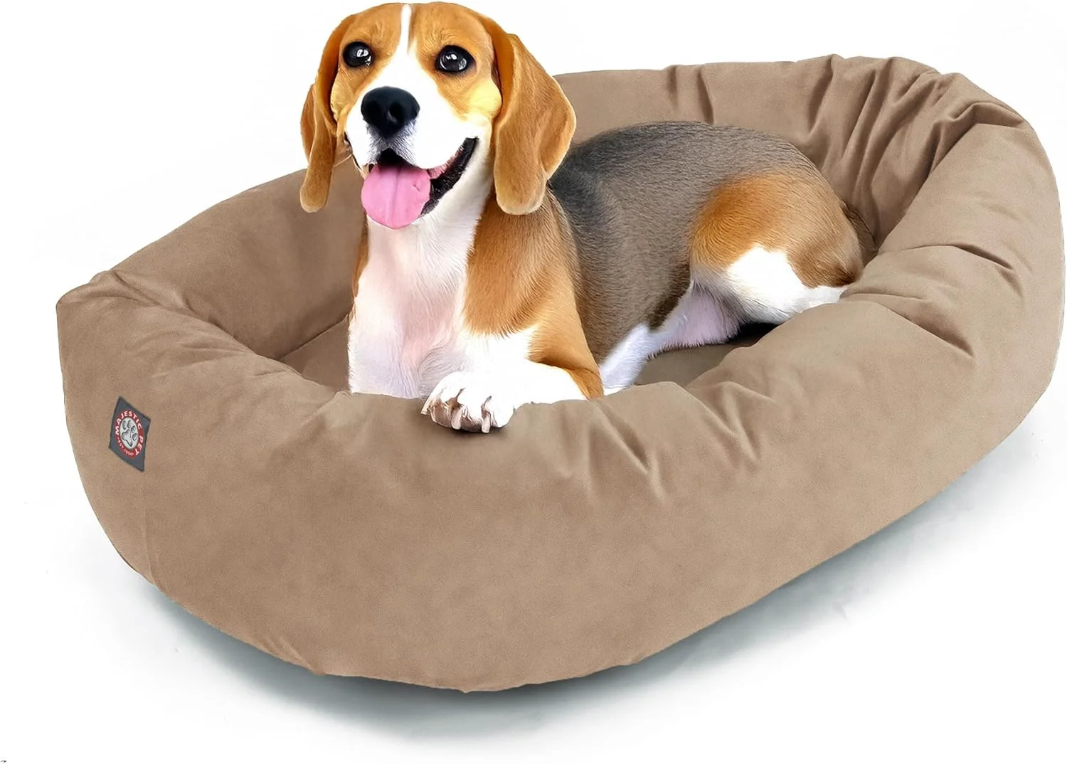 Trendy Majestic Pet 32 Inch Suede Calming Dog Bed Washable 32x23x7 Inch – Cozy Soft Round Donut Dog Bed with Spine Support for Dogs to Rest Their Head - Pet Bed Medium – Stone 2025 Crafted