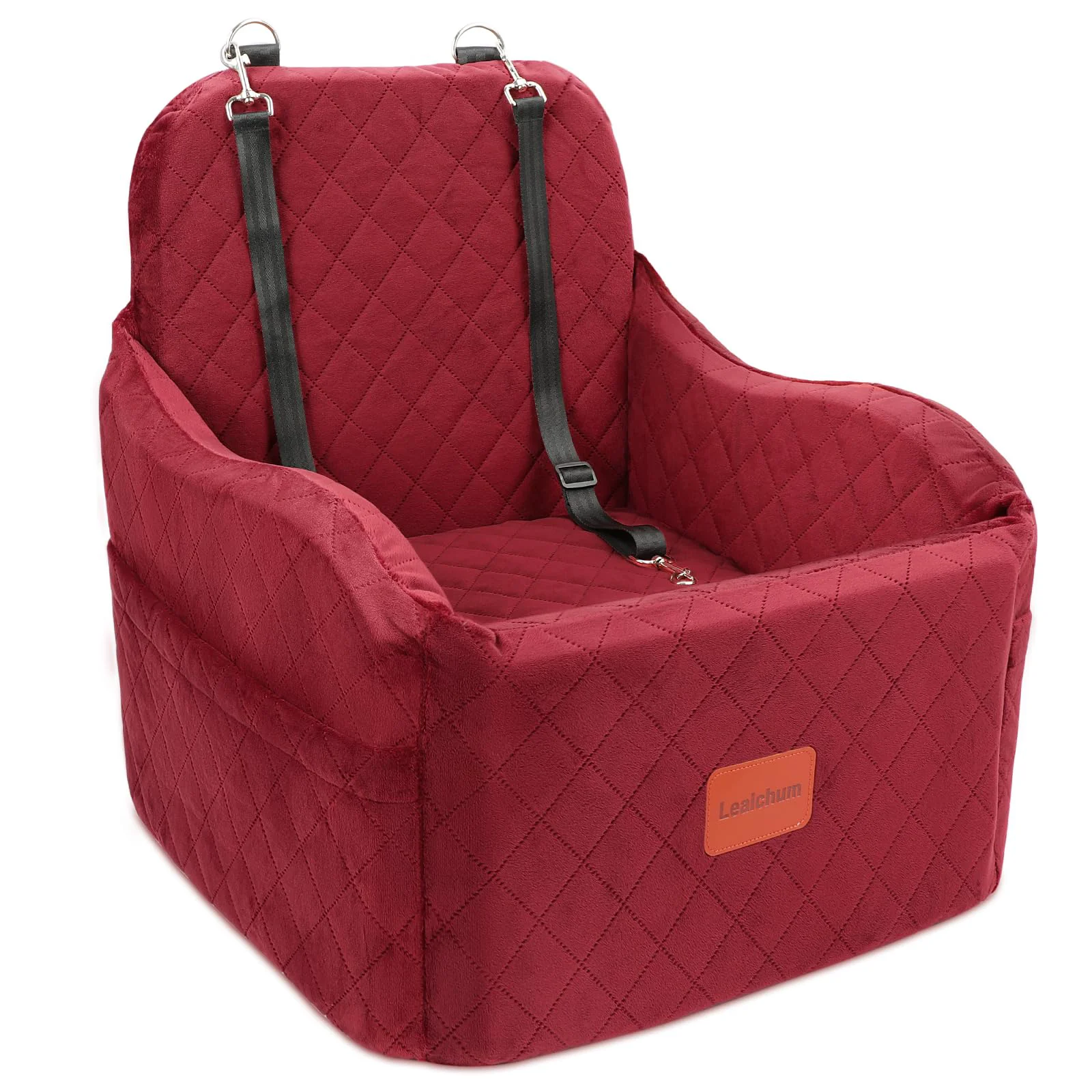 Breathable Lealchum Dog Car Seat for Small Medium Dogs — 6in d Cushion Detachable Washable Red Medium Solid