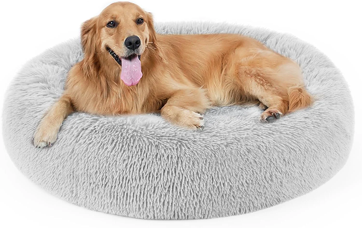 Carefully Designed Dog Bed Cat Calming Bed Faux Fur Pillow Pet Donut Cuddler Round Plush Bed for Large Medium Small Dogs and Cats Premium