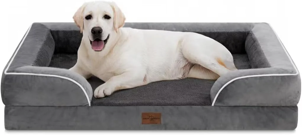 User-Friendly Comfort Expression Dog Beds for Extra Large Dogs Waterproof Orthopedic Dog Bed Jumbo Breed PV Washable Dogs Sofa with Removable Cover Non-Slip Bottom Dark Grey Prestigious
