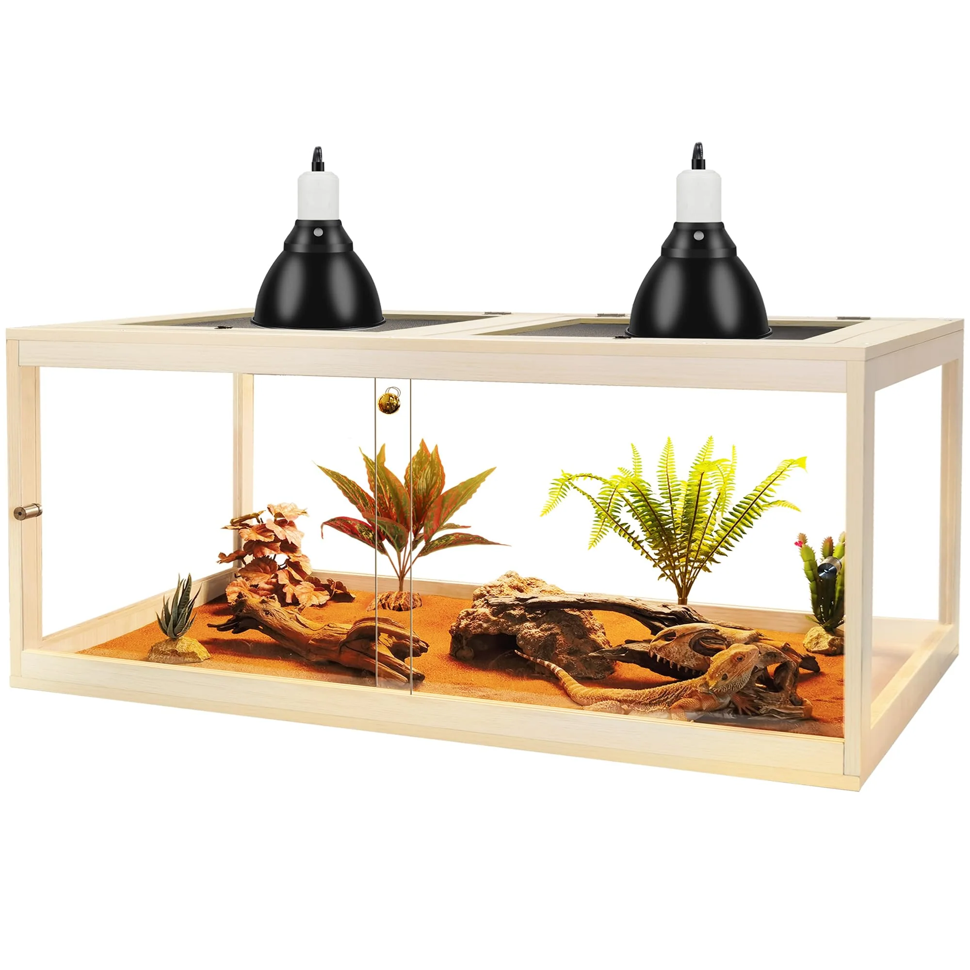 Organic PROLEE 81-Gallon Reptile Terrarium – 48-Inch Bearded Dragon Tank with Locking Doors Metal Mesh Roof Efficient