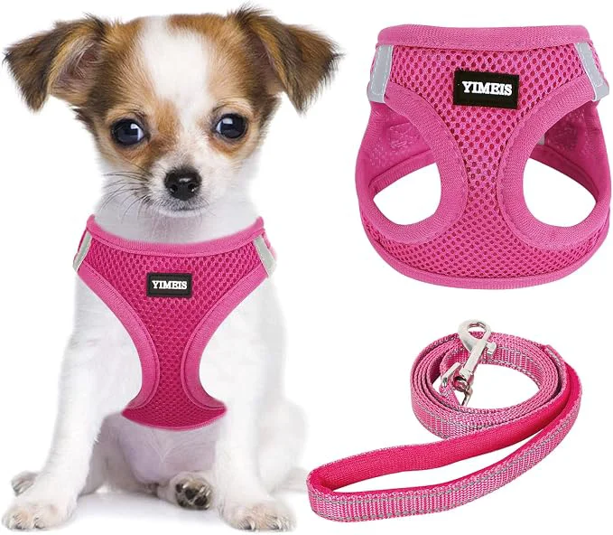 Eco-Friendly YIMEIS Dog Harness and Leash Set No Pull Soft Mesh Pet Harness Reflective Relaxed