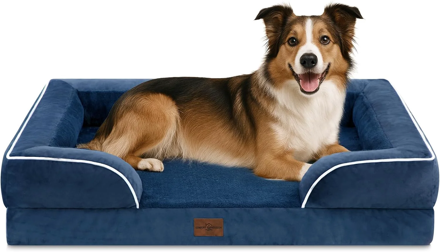 Advanced Comfort Expression Large Dog Beds Waterproof Orthopedic Foam Dog Sofa Beds Comfy Pet Bed with Washable Removable Cover Non-Slip Bottom Large Navy Blue Powerful