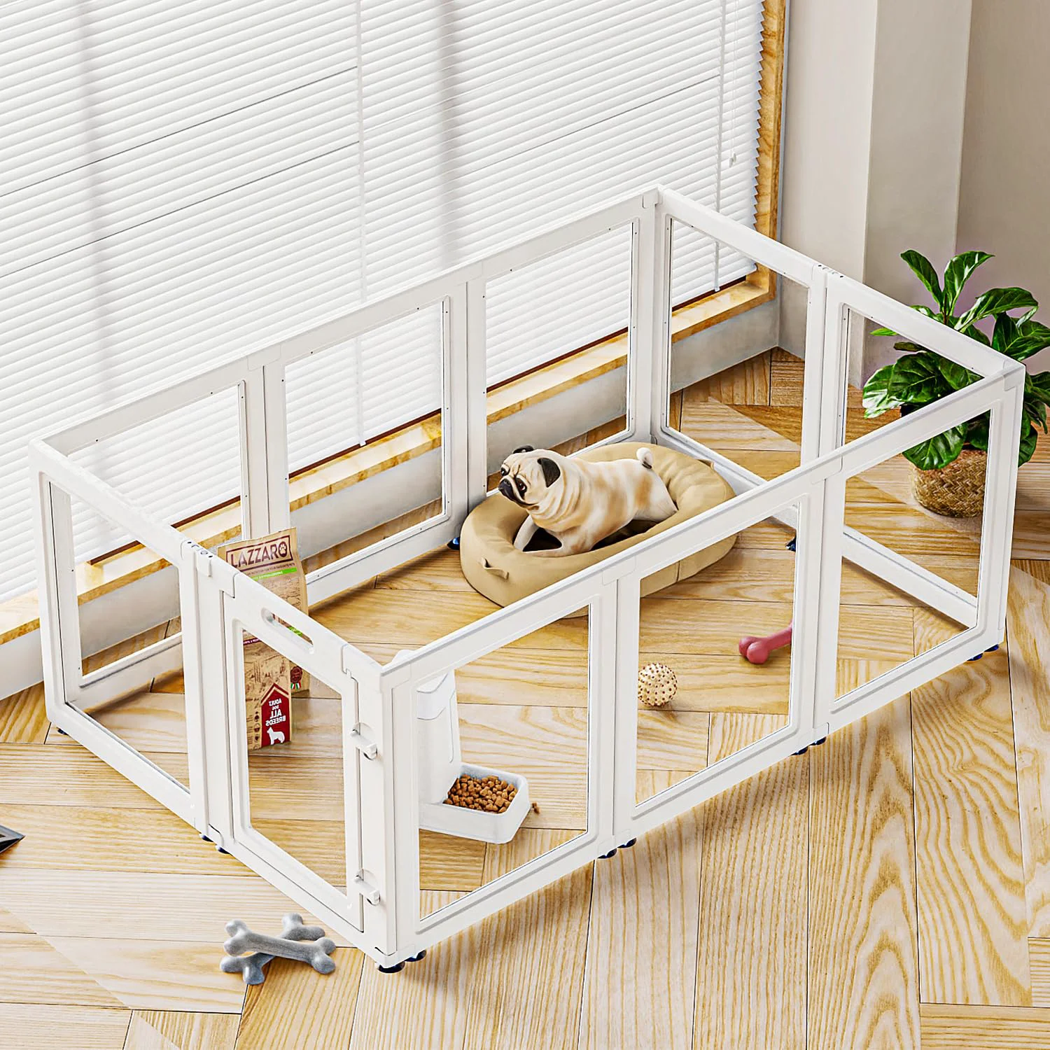 Classic SOLOWINNER Clear Acrylic Dog Playpen - Transparent Indoor Playpen Easy Assembly 30 Inch High 10-Piece Flexible