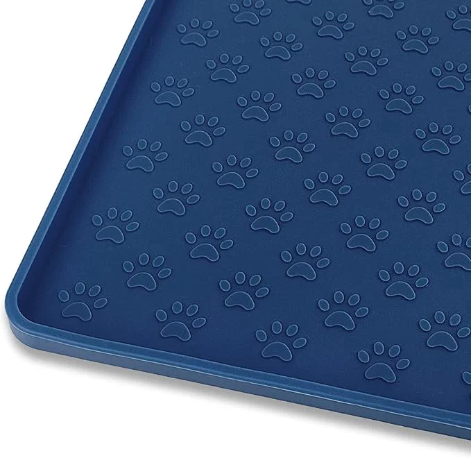 Exclusive Ptlom Silicone Pet Placemat for Dog and Cat Waterproof Non-Slip Pet Feeding Bowl Mats for Food and Water Small Medium Large Tray Mat Prevent Residues from Spilling to Floor Navy Blue 18 12 About ThisOverview Secure