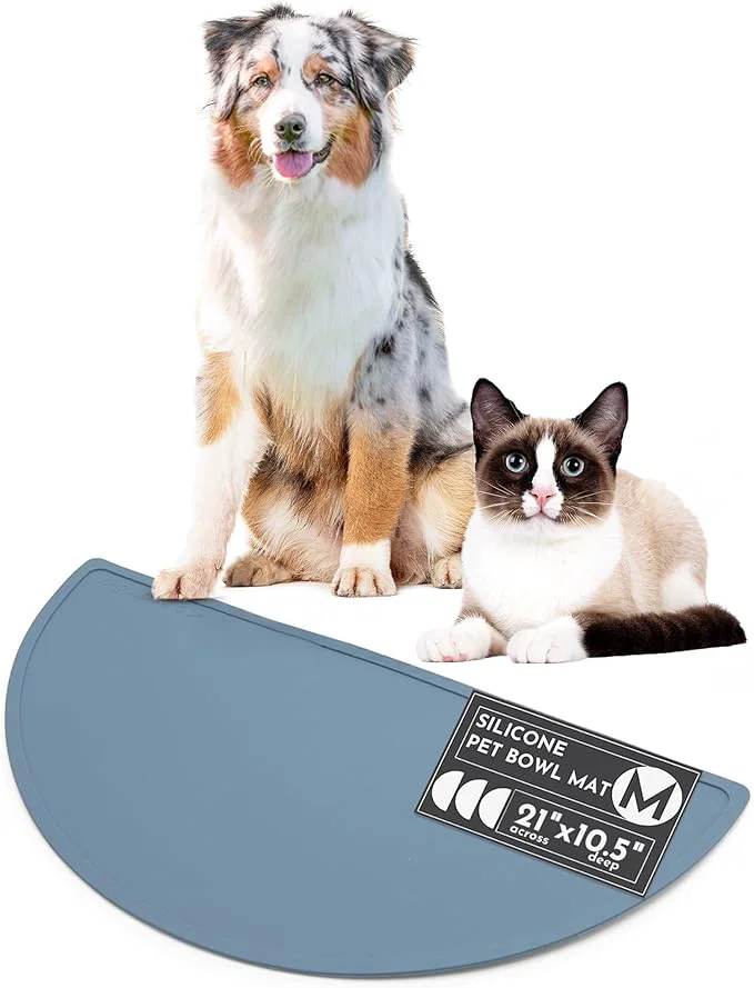 Proven Should We Go - Waterproof Silicone Pet Food Mat - Non-Slip Spill-Proof Feeding Mat for Floors Raised Edge Design Easy-to-Clean Pad for Dog Cat Bowls 21 Across x 10.5 Deep Medium-Ocean BlueAbout ThisOverview Easy-to-Use