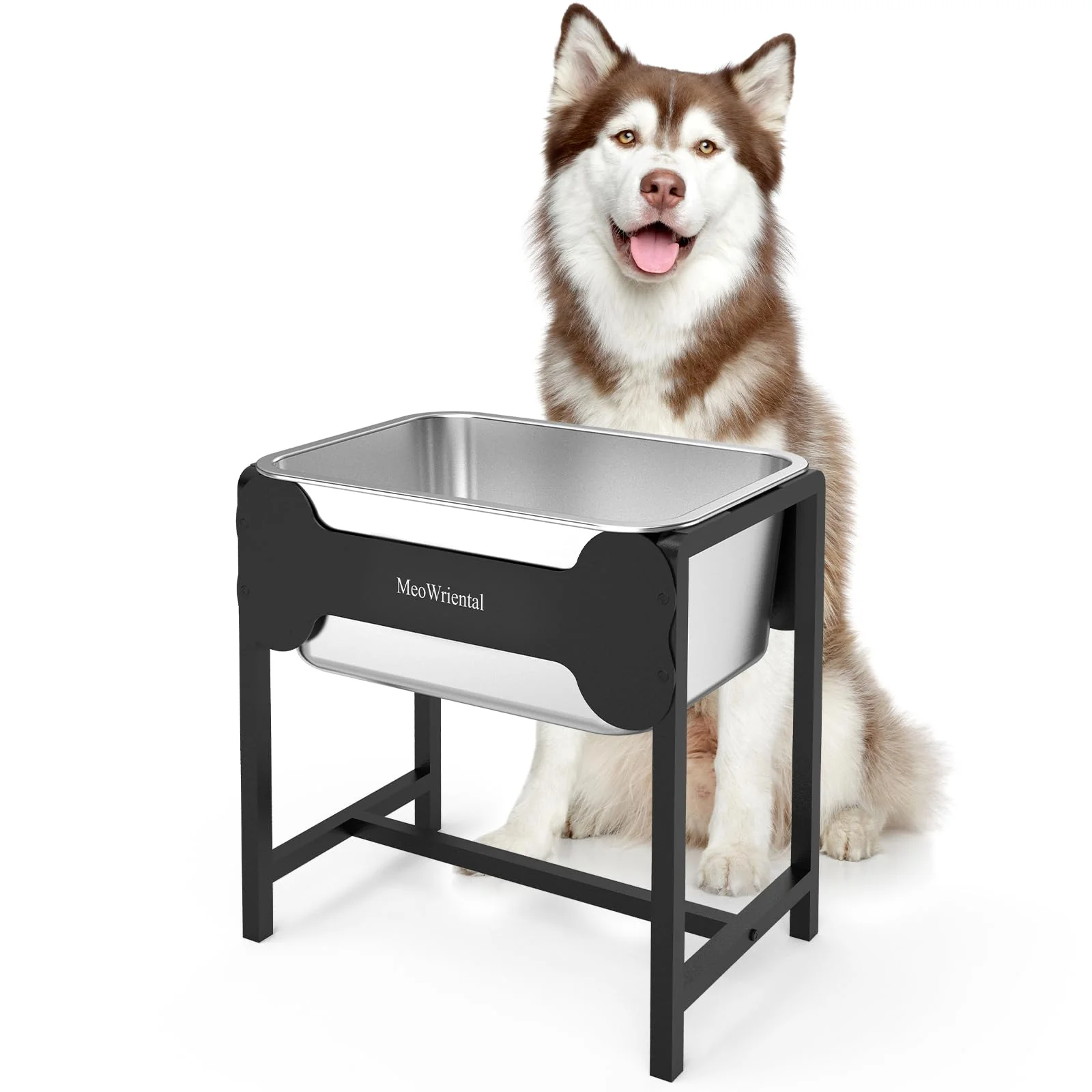 Fashionable MeoWriental 2.5 Gallon d Dog Water Bowl for Large Breeds 14.2 Inch Tall Stainless Stand Fine