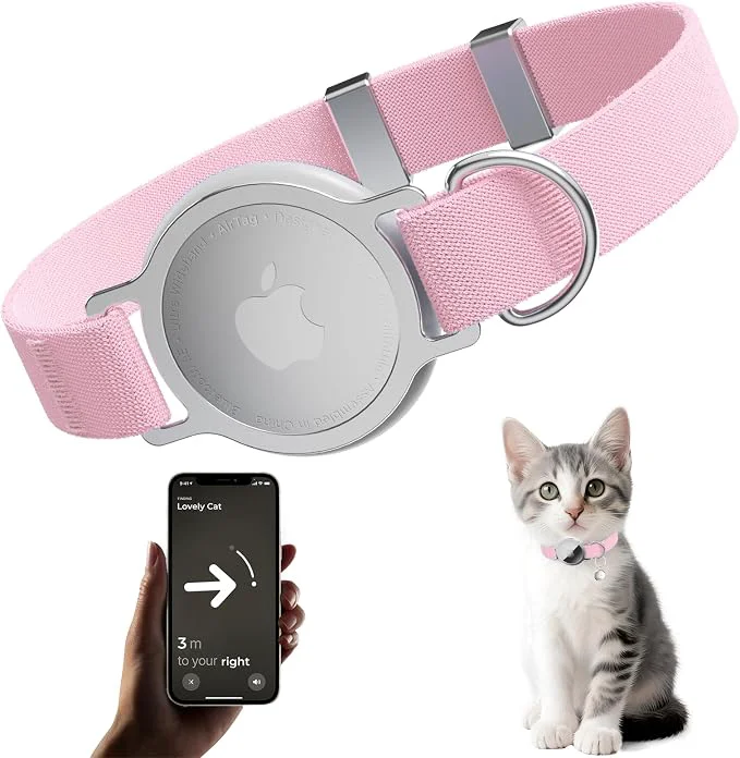 Premium AirTag Cat Collar Ultra Elastic Cat Tracker Collar Airtag Holder Compatible Carefully Designed