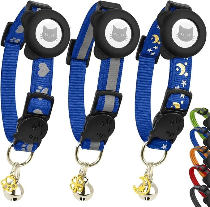 Powerful Cat Collar with AirTag Holders Reflective Breakaway Safety Collars Bells and Carefully Designed