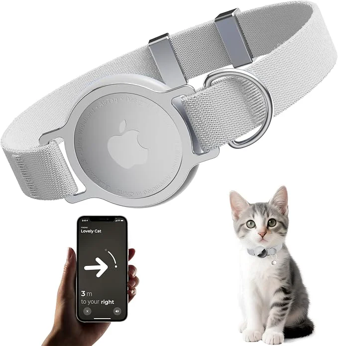Powerful AirTag Cat Collar Ultra Elastic Cat Tracker Collar Airtag Holder Compatible Flexible