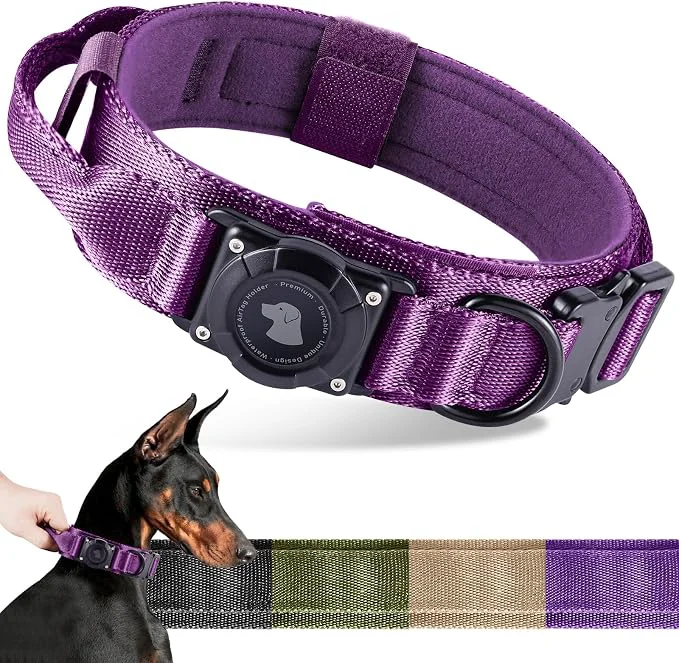 Secure 2025 Upgrade Waterproof AirTag Dog Collar Military Tactical Dog Collar User-Friendly
