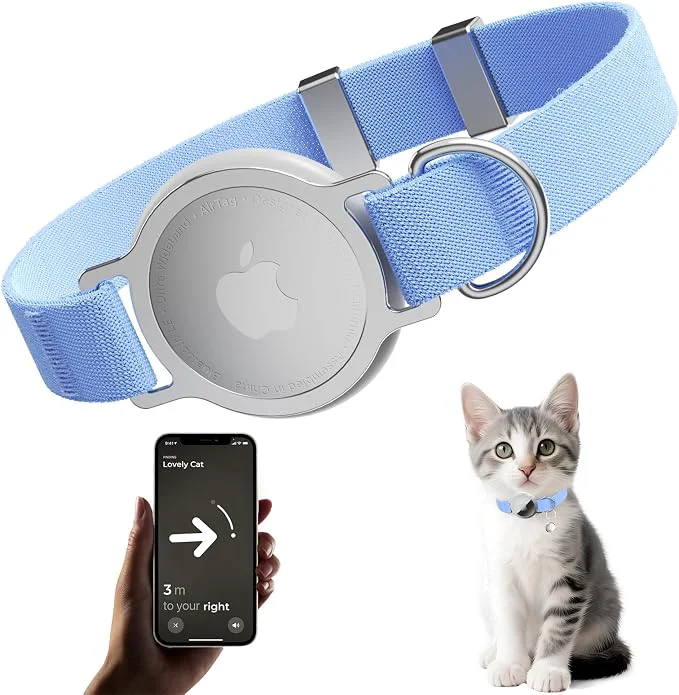 Elegant AirTag Cat Collar Ultra Elastic Cat Tracker Collar Airtag Holder Compatible Practical