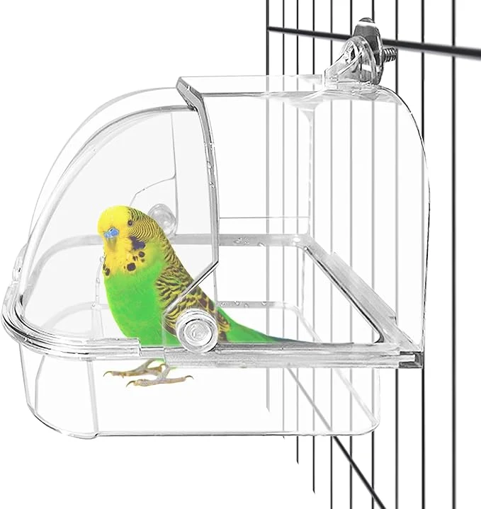 Optimized Tfwadmx Bird Cage Bath Hanging Parrot Bath Tub Water Shower Food Feeder Holder Trendy