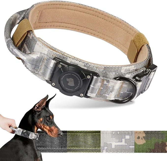 Breathable 2026 Upgrade Waterproof AirTag Dog Collar Military Tactical Dog Collar Soft