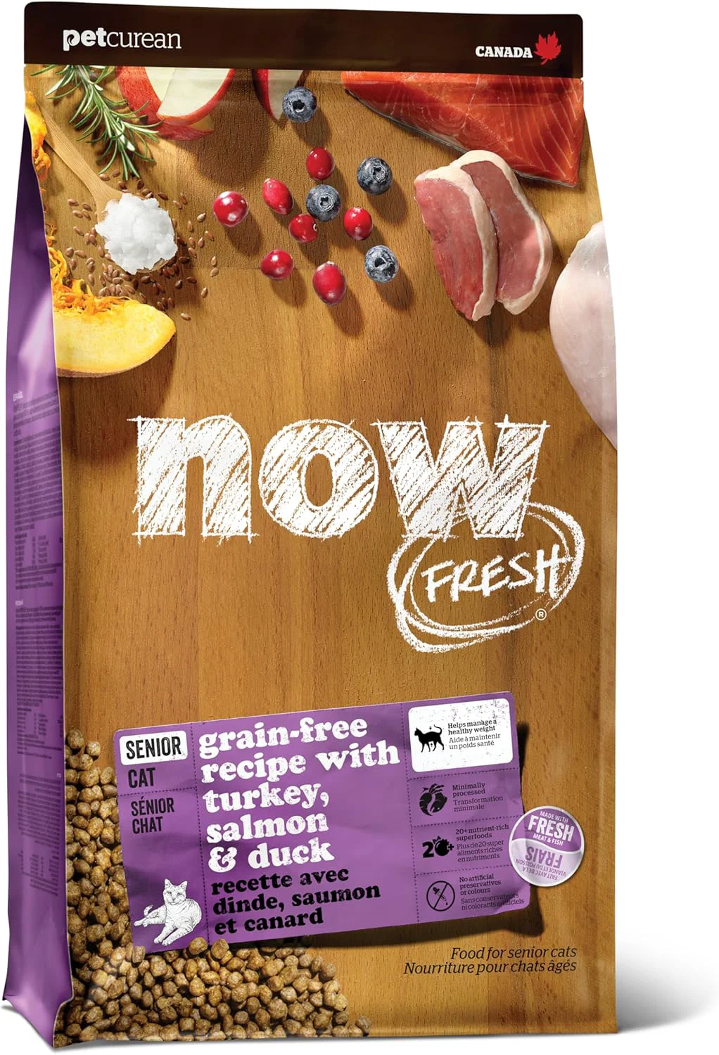 Versatile Now Fresh Grain- Dry Cat Food Turkey Salmon and Duck Kibble Meat and Fish Senior Recipe 3 lb Bag Functional