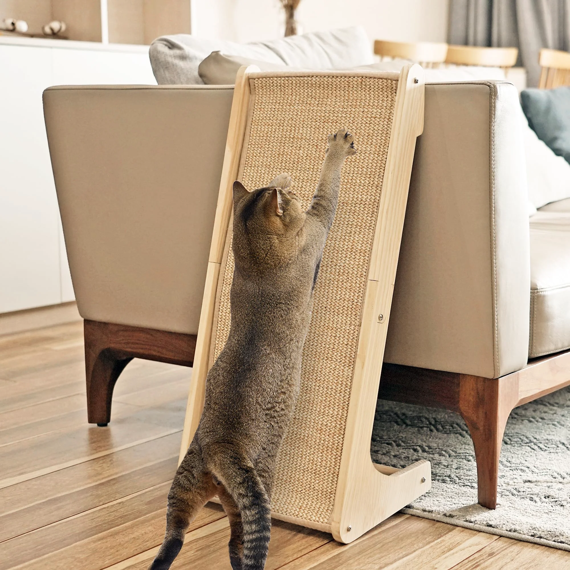Secure PETKARAY Cat Scratcher – Sisal Ramp L-Shape Scratch Pad with Catnip Consistent
