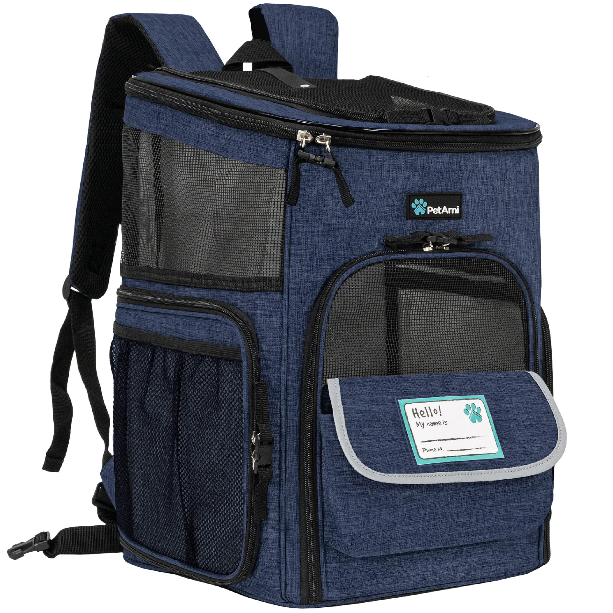 Soft PetAmi Dog Backpack Carrier Airline- Cat Small Dog Carrier Navy World-Class