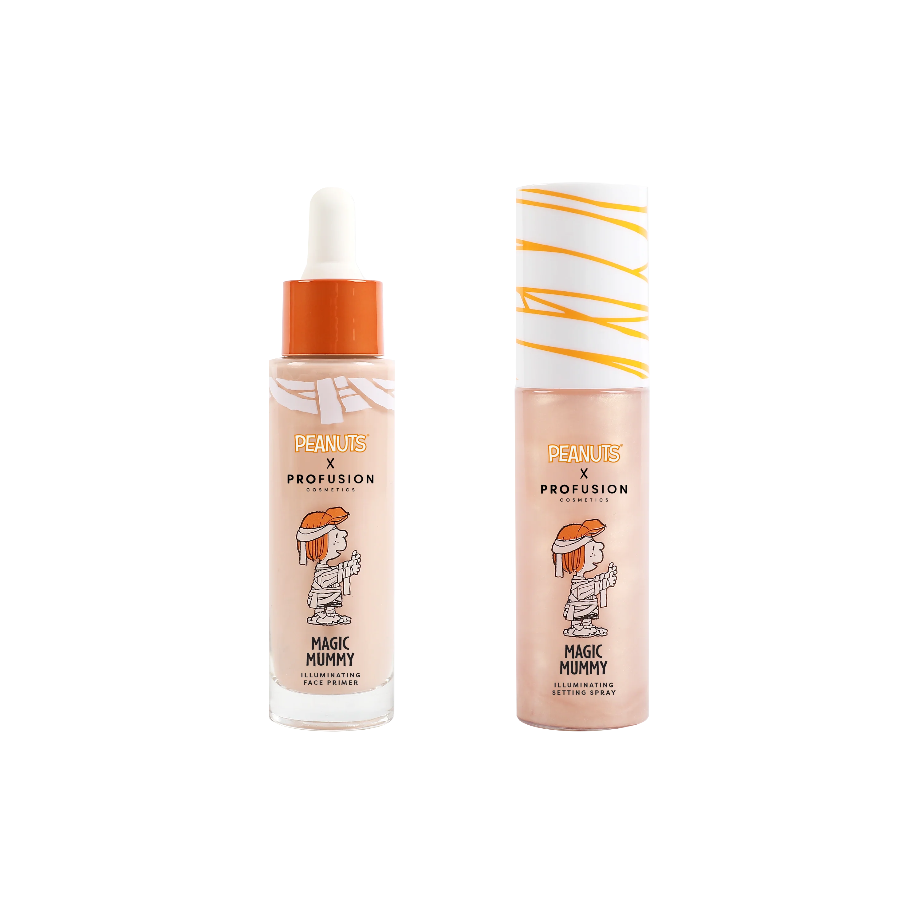 Professional Peanuts Halloween Mummy Illuminating Face Primer Setting Spray Set Natural