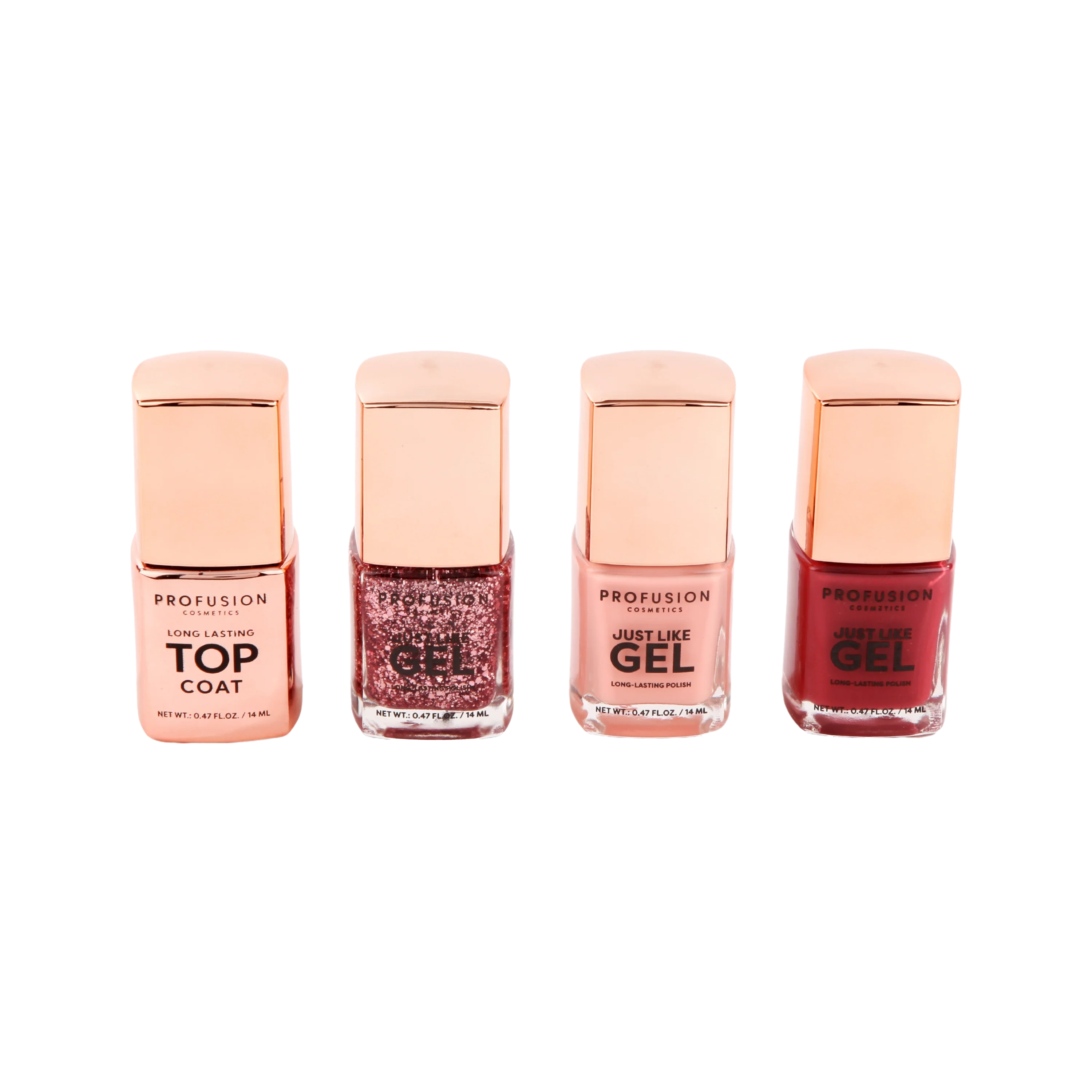 High-Quality Crimson Gel Nails – 4-Piece Nail Polish Set with Top Coat Fashionable