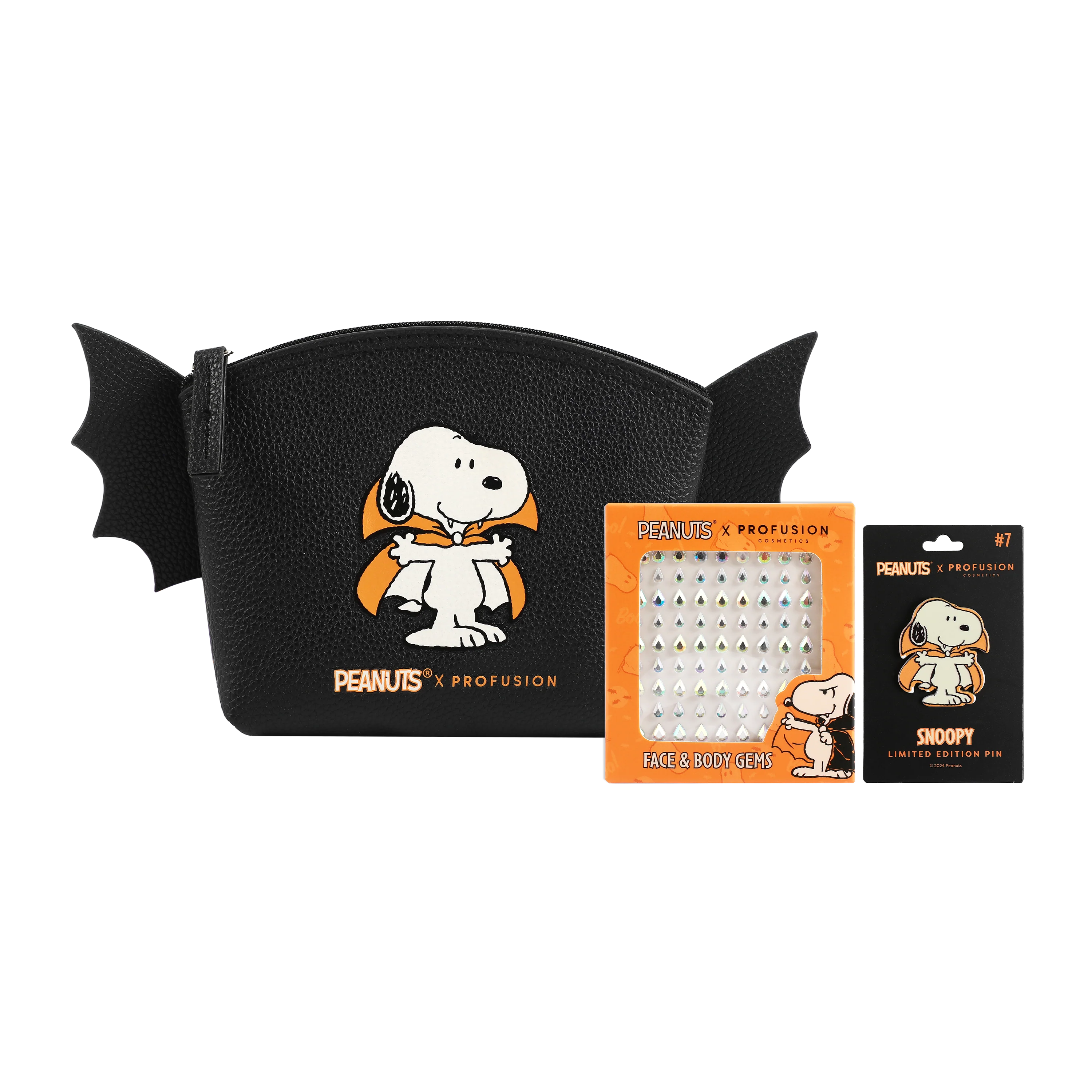 High-End Peanuts Halloween Count Snoopy Cosmetic Bag Set with Gems Functional