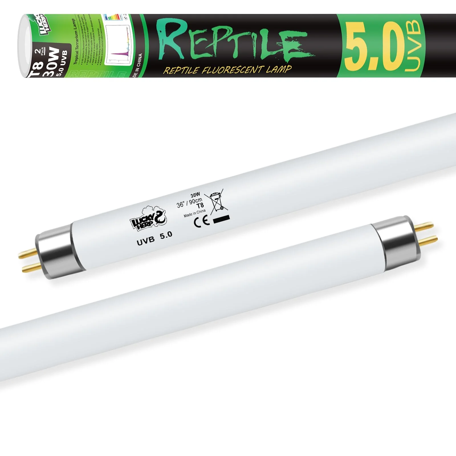 Reusable LUCKY HERP T8 30W UVB 5.0 Reptile Light – Dual Pack UVA UVB Lamp for Reptiles Amphibians Fashionable