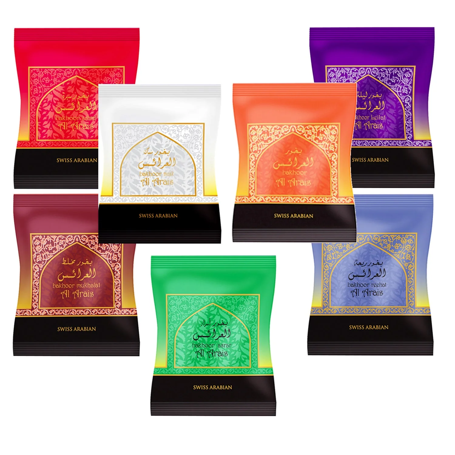 Reliable Swiss Arabian Bakhoor Pack Collection 7 x 40g Packs Bundle - Save Proven
