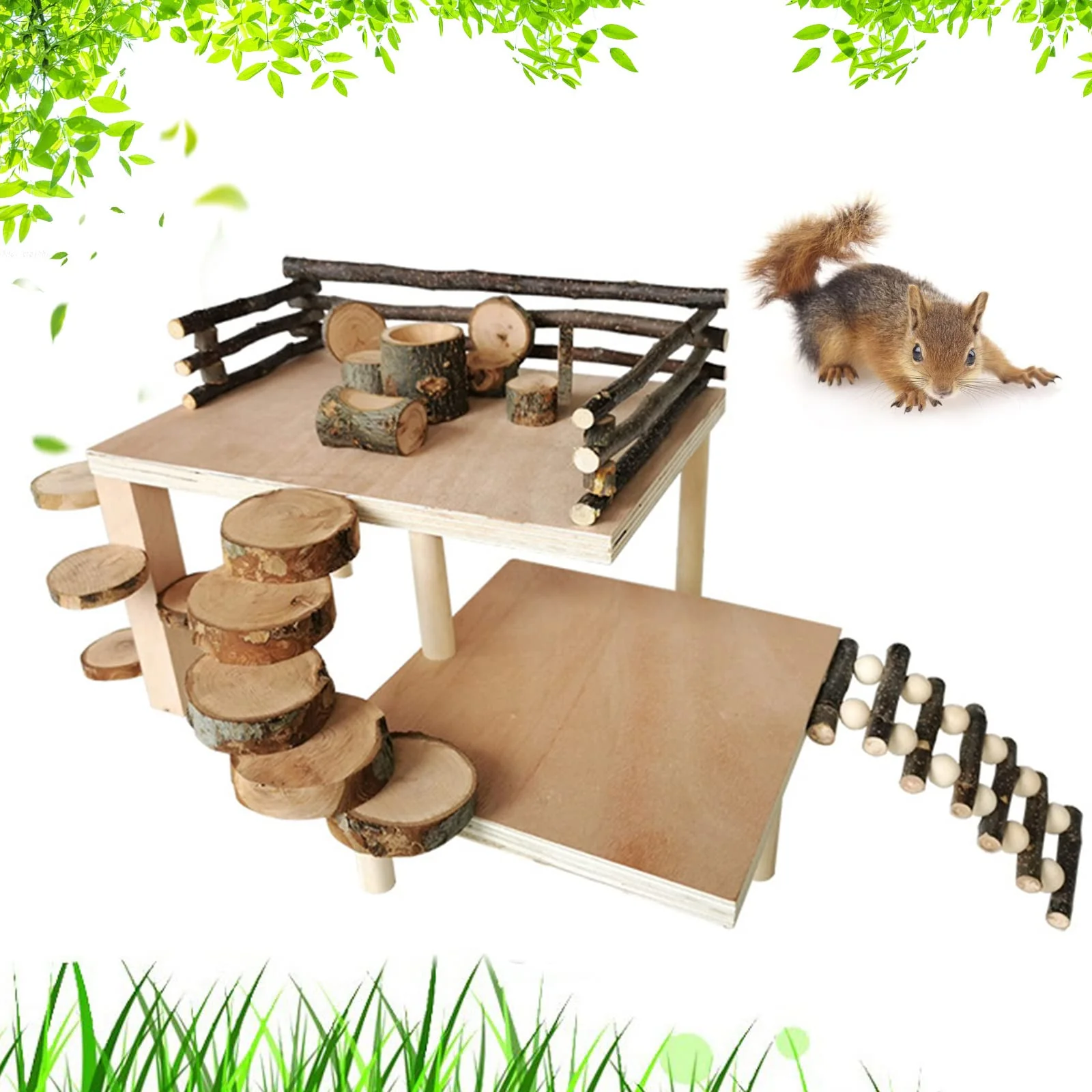 Consistent VolksRose Wooden Hamster Playground Platform Natural Climb System for Small Pets Relaxed