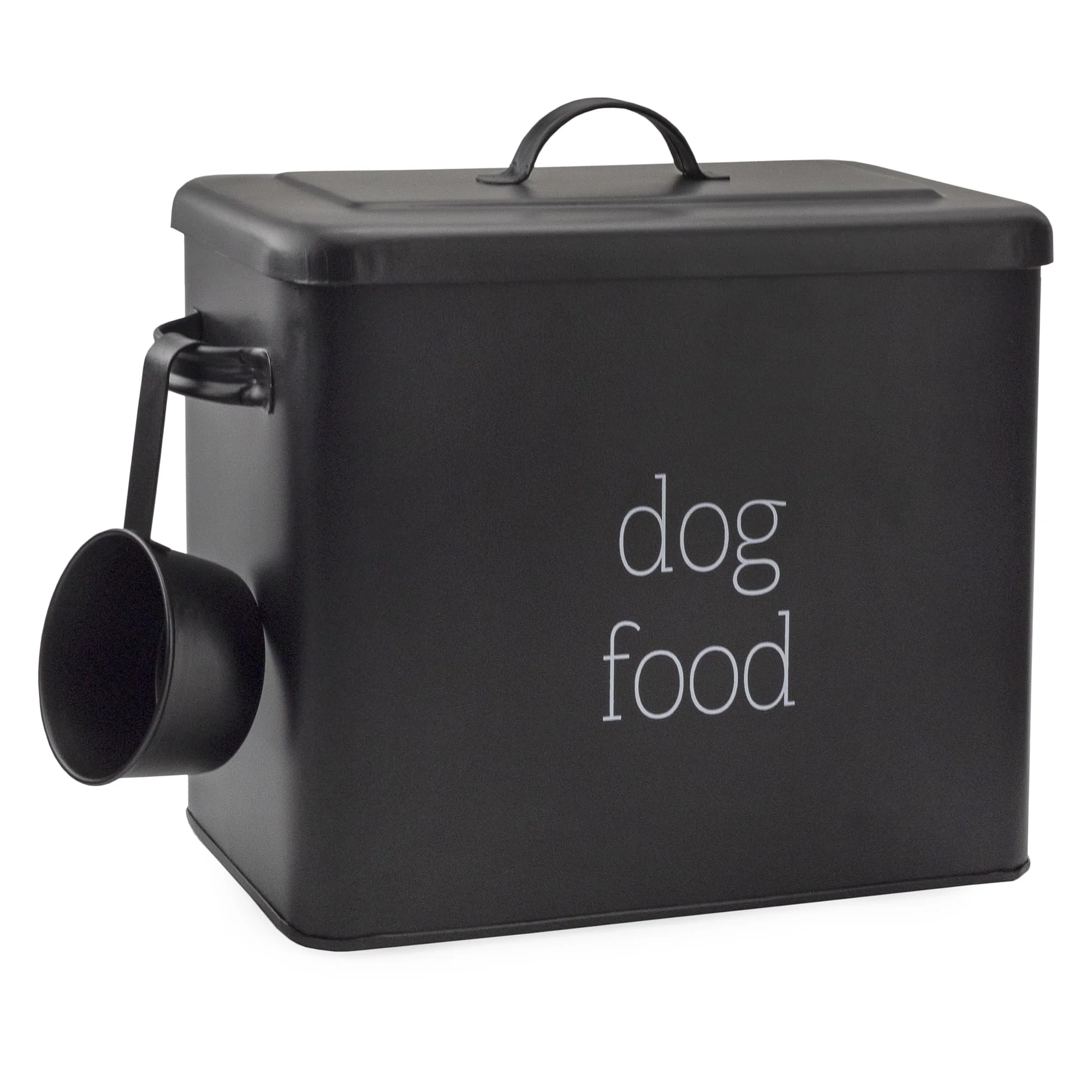 Sustainable AuldHome Design Retro Dog Food Canister Black – Modern Farmhouse Enamel Storage Bin for Pet Food 2 Gallons High-Quality