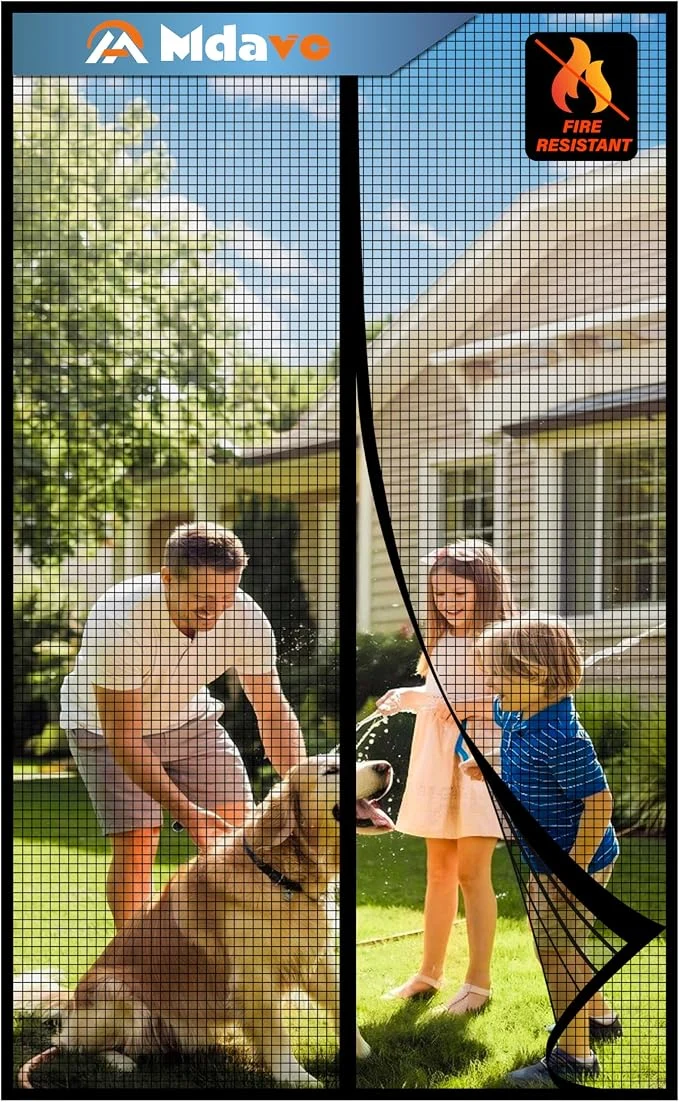 Environmentally Friendly Magnetic Screen Door，Fiberglass Screen Door Mesh，Keep Bugs Out Heavy-Duty Mesh Unique