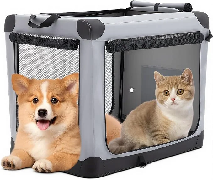 Fashionable DUMOS Dog Crate 24 Inch Travel Cat Pet Carrier Secure