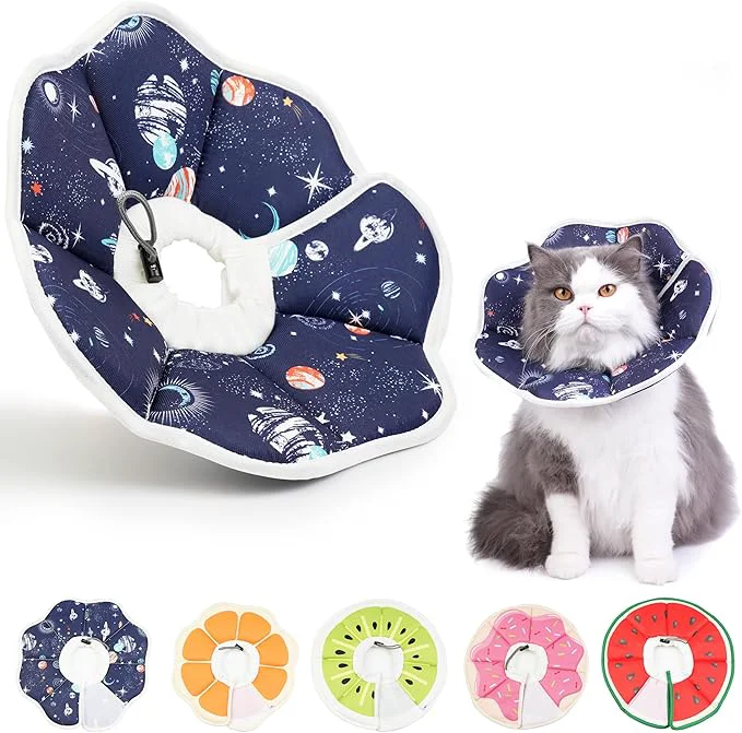 Expertly Made Cat Cone Collar Soft Waterproof Cat Recovery Collar After Surgery Adjustable Trendy