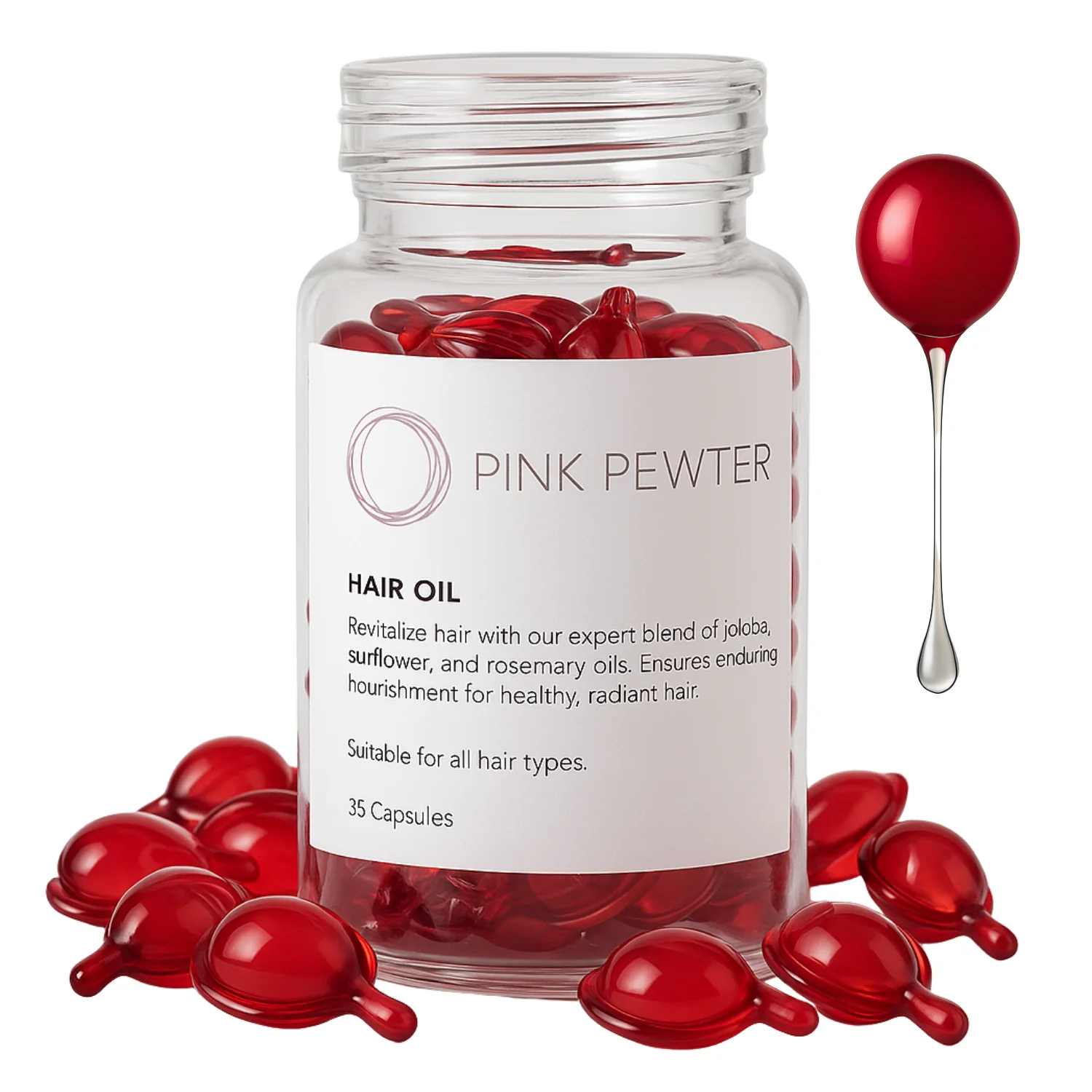 Durable Lightweight Hair Oil Capsules - Nourishing Blend with Olive Jojoba Sunflower Seed and Rosemary Oil Shine and Frizz Control Convenient