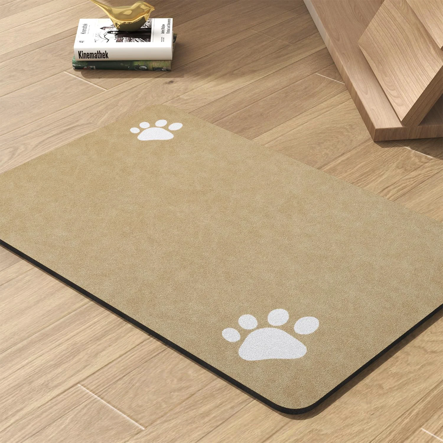 Easy-to-Use PADOOR Pet Feeding Mat — Absorbent Quick-Dry Non-Slip 23x34 Beige Verified
