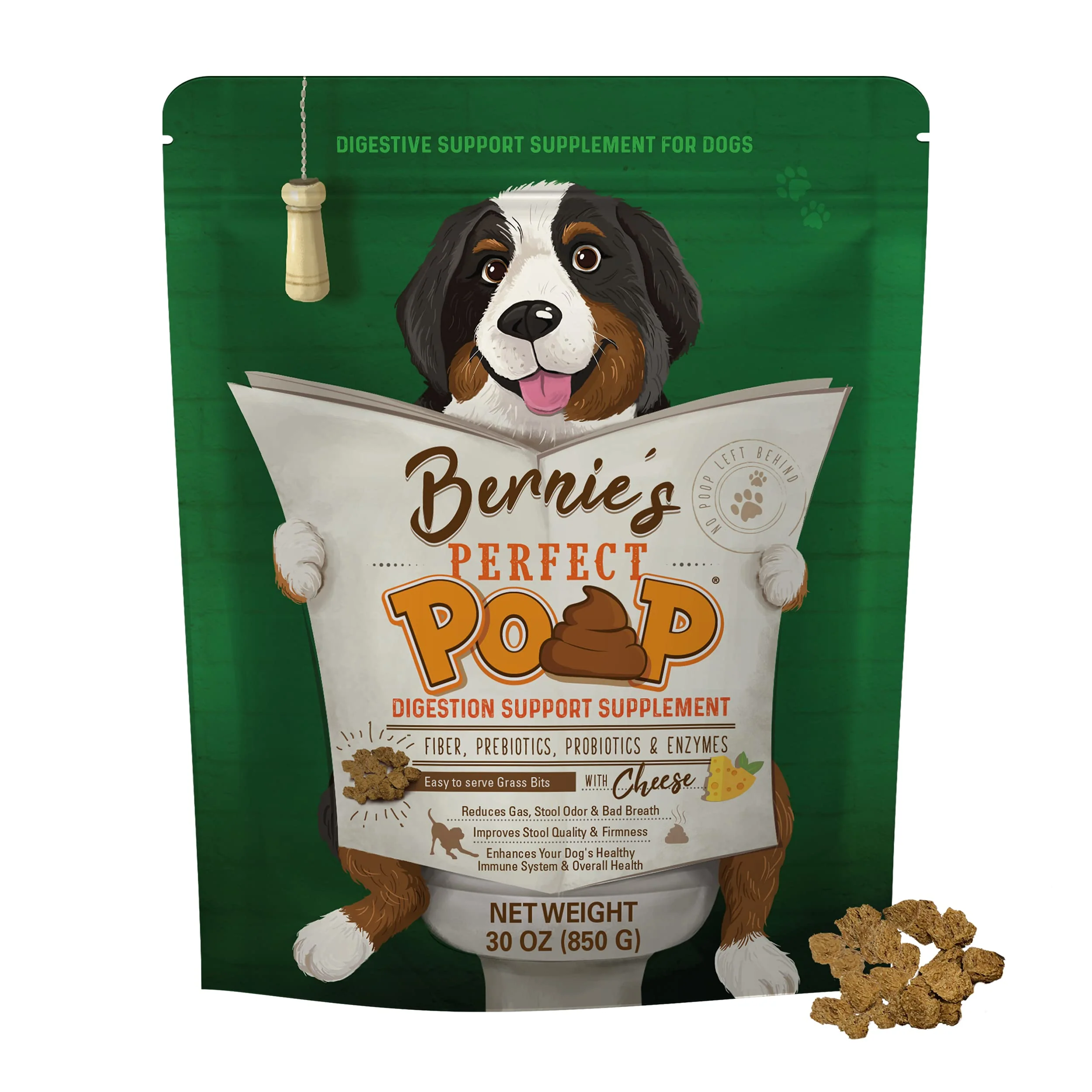 Comfortable Bernie's Poop Cheddar Cheese Digestive General Health Supplement for Dogs Proven
