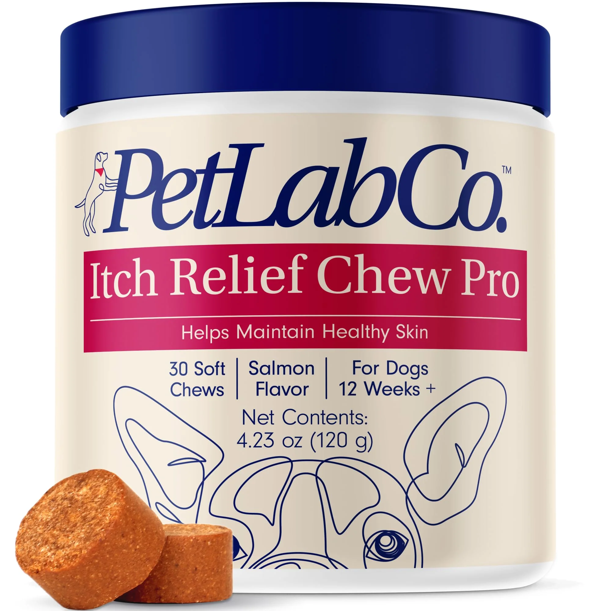 Dependable PetLab Co. Salmon Itch Relief Chew Pro for Dogs – Omega-3 Skin Support Seasonal Allergy Help Eco-Friendly
