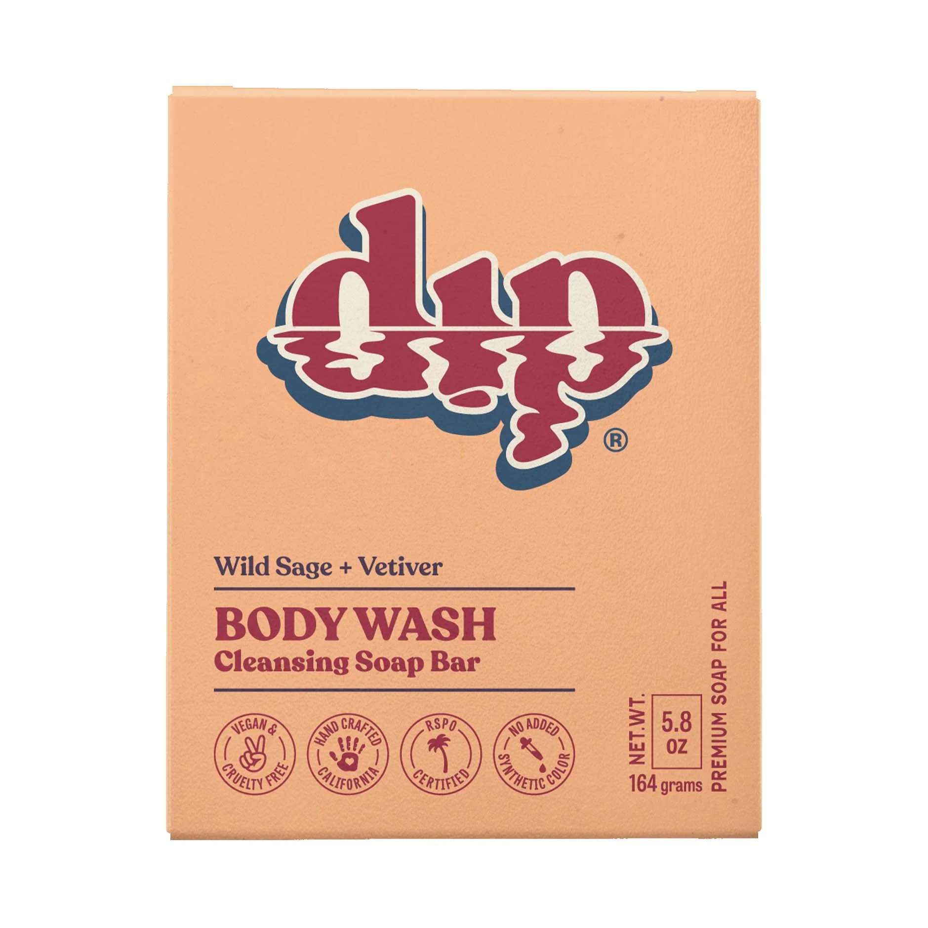 Convenient Dip Body Wash Cleansing Soap Bar - Wild Sage Vetiver Natural