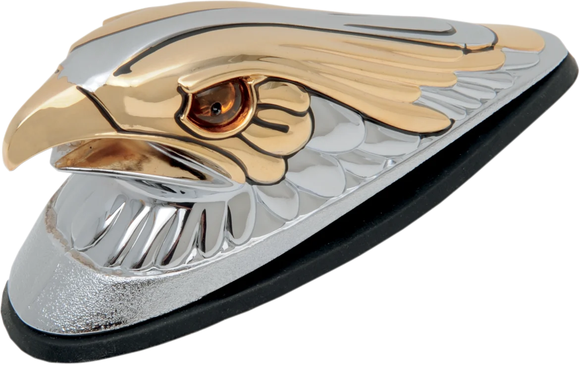 Healthy DRAG SPECIALTIES Gold Eagle Head with Lights - Amber Eyes - Large - Chrome 72923 World-Class
