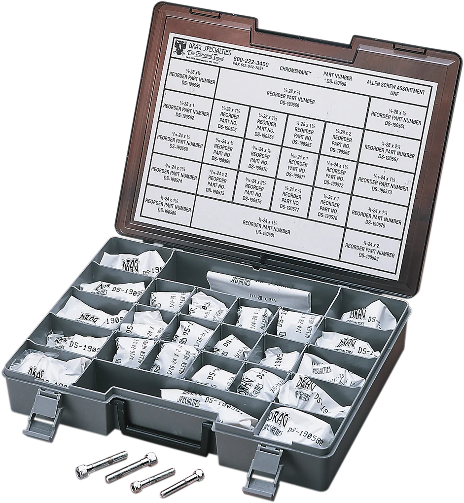 Enhanced DRAG SPECIALTIES Bolts - Socket-Head Assortment - Knurled Smooth - Fine Thread - Kit MK203 Premium Material