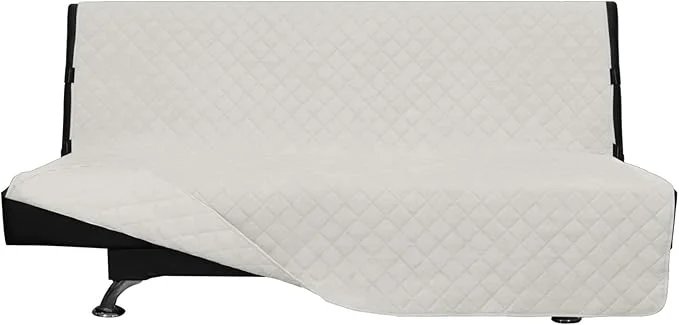 Enhanced Easy-Going Futon Sofa Slipcover - Reversible Armless Couch Cover - Water Resistant - Pets Kids Ivory Ivory About ThisOverview Eco-Friendly