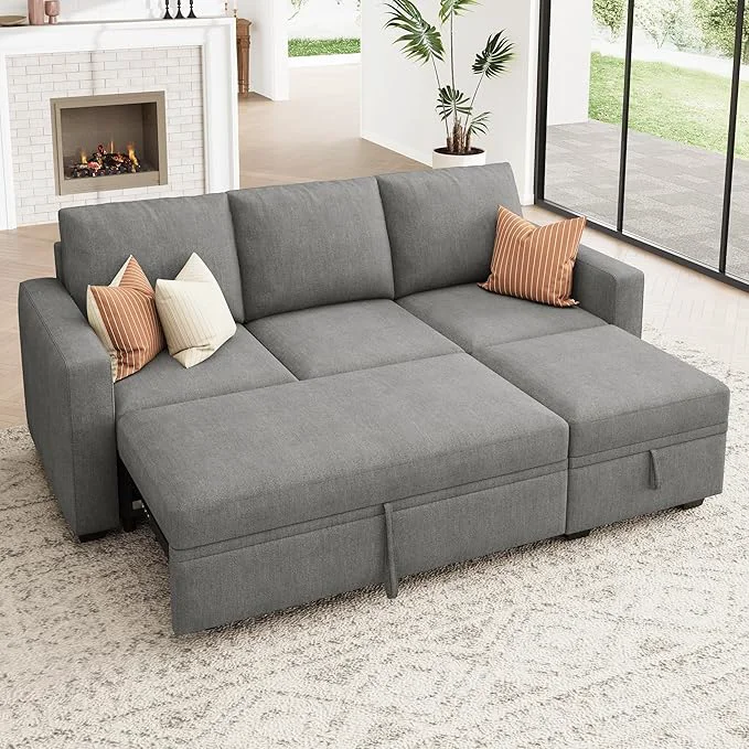 Sustainable HONBAY Modular Sectional Sleeper Sofa with Pull Out Bed L Shaped Sofa with Storage Modular Sectional Couches for Living Room Warm GreyAbout ThisOverview Efficient